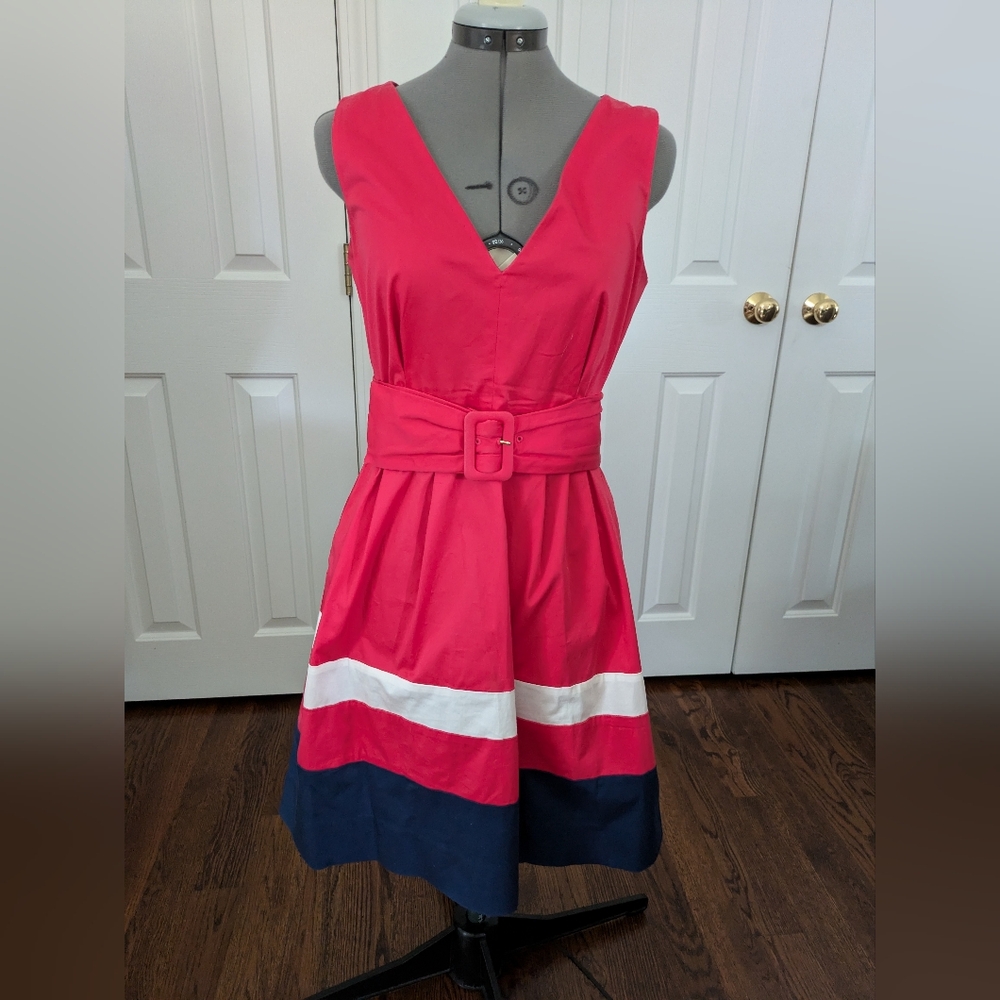 KATE SPADE JILLIAN FIT & FLARE; FRONT BOW RED COCKTAIL DRESS